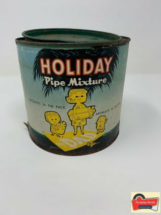 Rare Vintage Holiday Pipe Mixture For Dad Tobacco Tin - Very Good Color W/lid