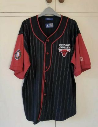 Vintage Nba Chicago Bulls Starter Button Up Jersey Size Large 1990’s Rare