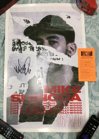 Signed & Rare Mike Shinoda Linkin Park 14”x22” Promo Poster Amoeba 6 - 14 - 2018