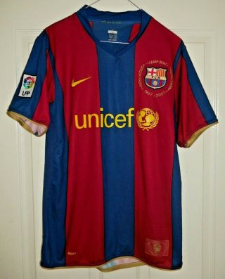 Vintage Barcelona Home Shirt Camp Nou 50 Years Nike 07 - 08 Rare Mens Medium E491