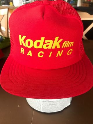Very Rare,  Vintage,  Kodak Film Racing - Solid Red Trucker Hat Snapback