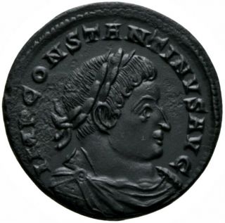 Constantine (317 Ad) Exceptionally Rare Follis.  Sol Trier Ma 2681