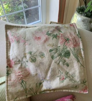 Full/ Queen Ralph Lauren Therese Comforter Shabby Sateen Pink Roses Iris RARE 4