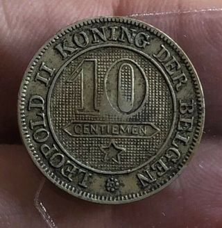 Belgium 10 Centimes 1901 Grade Ef Rare