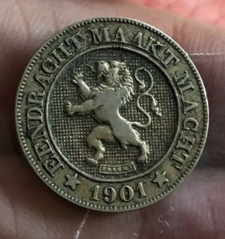 Belgium 10 Centimes 1901 Grade EF RARE 2