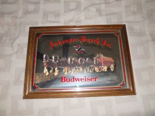 Budweiser Clydesdales Picture Mirror In Frame Rare