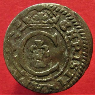 Sweden Livonia 1639 Queen Christina RIGA Solidus Medieval silver coin,  RARE 2