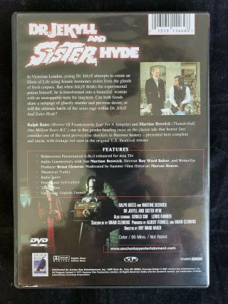 Dr.  Jekyll and Sister Hyde (DVD,  2001) Rare OOP Hammer Films 100 Guaranteed 3