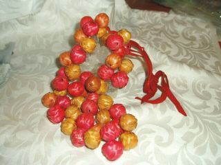 Rare,  Hard To Find.  Vintage Hand Woven Straw Ball Necklace On Leather Cord