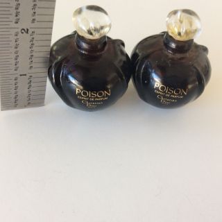 Vintage Rare Dior Poison 1/2 Oz 15 Ml 2 Bottles One 2/3 Full Esprit De Parfum