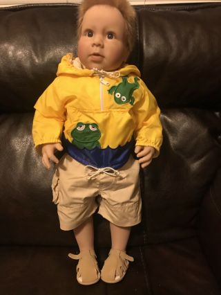 Lee Middleton Lil Boy Blonde Doll Reva Rare Frog 25 In Tall Spiked Hair Toddler