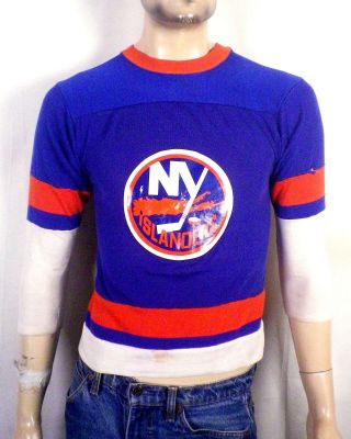 Vtg 70s Rare Rawlings Nhl Ny York Islanders Durene Hockey Jersey Sz S