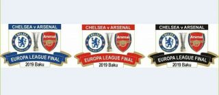Chelsea Arsenal Ultra Rare Set Of Three Europa League 2019 Final Baku Badges