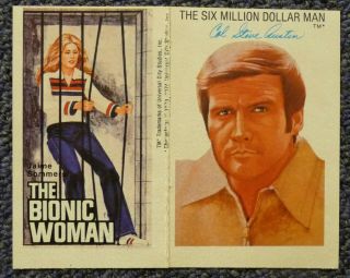 Rare Two Cherrios Stickers: Bionic Woman & Six Million Dollar Man 1974
