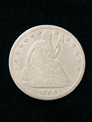 1860s Seated Liberty Half Dollar 50 Cents - Rare Key Date Only 472,  000 Minted