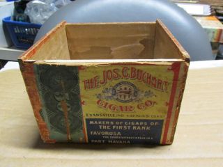 Rare Antique 1909 El Foxo Wood Cigar Box Missing Lid