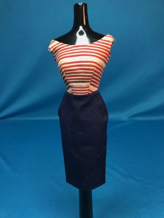 Vintage Barbie Tm 1 Version Roman Holiday Cruise Stripes Dress Rare