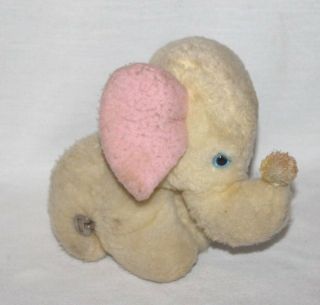 Vintage 9 " Bantam Yellow Wind Up Musical Elephant Plush Stuffed Animal Rare Htf