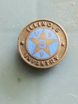 Rare Wwi Us Army 5th Illinois Infantry Officer Badge Insignia Priced To Sell