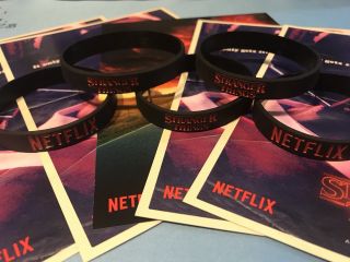5x Stranger Things Wrist Bracelet,  5x Lucas Postcard Rare Netflix Mini Poster