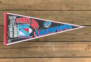 Vintage 1994 York Rangers Pennant Stanley Cup Champions Nhl 90s Rare 12x30
