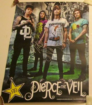 Pierce The Veil Autographed 18 X 24 Inch Poster 2010 Rare Rock Metal Scene Music