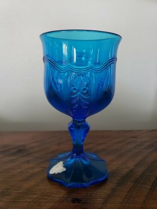 Rare Set Of 12 Vintage Fenton Goblets In Colonial Blue.