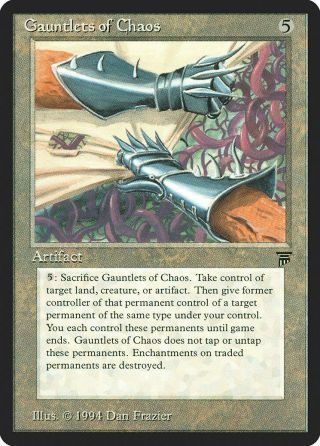 Gauntlets Of Chaos Legends Nm - M Artifact Rare Magic The Gathering Card Abugames