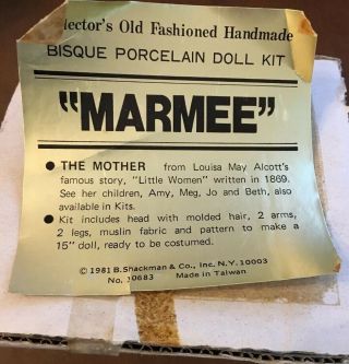 Vtg Shackman Porcelain Doll Kit “marmee” Of Little Women Rare Find 15 " Tall