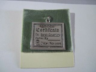 Vintage Rare Wells Sterling Silver Sarah Coventry Charm Stock Certificate 1971
