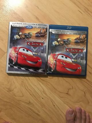 Disney Pixar Cars 3d 2d Blu - Ray Dvd Combo With Rare Oop Slipcover