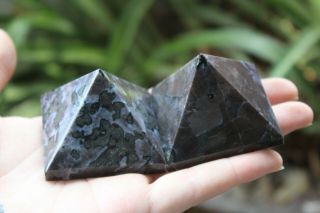 218g Rare Natural Gabbro Crystal With Golden Mica Pyramid Healing