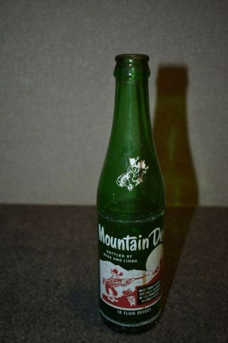 Vintage Rare Hillbilly Mountain Dew Bottle Bottled By Mike And Linda
