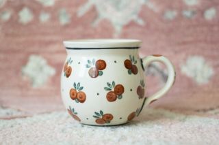 Boleslawiec Polish Pottery Cherry Pattern Coffee Mug 8oz - Vintage - Rare