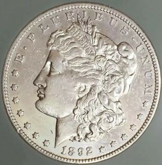 Rare 1892 S Morgan Silver Dollar Estate $1 Nr Au/bu Details