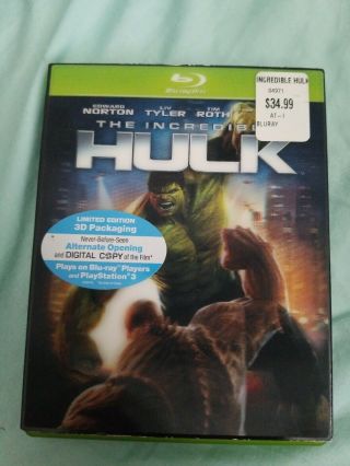 Marvel The Incredible Hulk Blu Ray,  Rare Oop Lenticular Slipcover & Green Case
