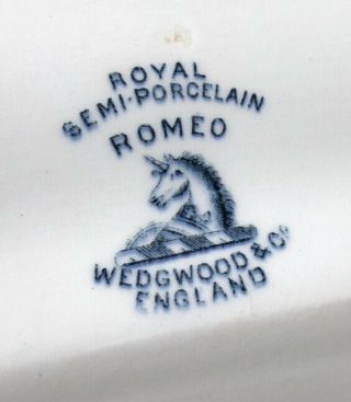 Rare Vintage Royal WEDGWOOD Platter ROMEO Cobalt Blue Transferware England 4