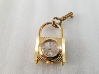 Vintage Rare Gisa Soleure Lock & Key Swiss Wind Up Key Ring Watch
