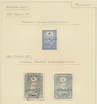 Rare Turkey Stamps 1921 Angora 2pi Notary Officials 1337 Sc 40 & 1 Pi 47 Vf