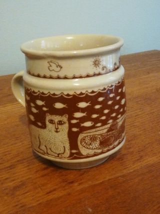 Taylor And Ng Vintage Collectible 1978 Rare Cat And Fish Fisherman Coffee Mug