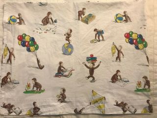 Rare 3pc Pottery Barn Kids Curious George Twin Fitted Flat Sheets Pillowcase Set 6