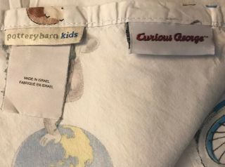 Rare 3pc Pottery Barn Kids Curious George Twin Fitted Flat Sheets Pillowcase Set 7