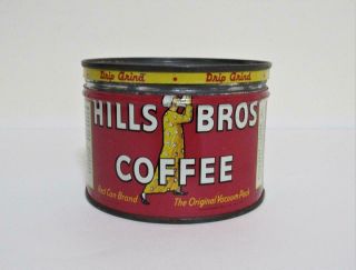 Hills Bros.  Coffee Tin Rare 1/2 Lb.  Size Advertising Can