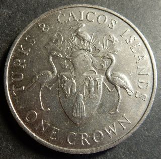 Turks & Caicos 1 Crown 1986 Coat Of Arms (not Wedding) Very Rare