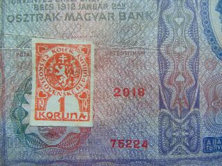 Czechoslovakia 100 korona 1912,  1 korun STAMP RARE 2