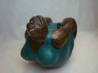 Awesome Fat Lady Yoga Exercising vintage rare small bronze sculpture statue 2