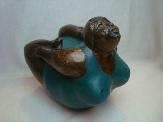 Awesome Fat Lady Yoga Exercising vintage rare small bronze sculpture statue 4