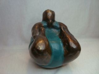 Awesome Fat Lady Yoga Exercising vintage rare small bronze sculpture statue 7