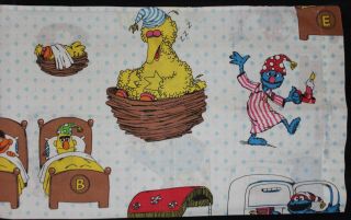 Rare Sesame Street Pillowcase From Vtg Bed Sheet Set Big Bird Bert & Ernie 70s