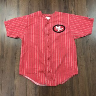 Rare Vintage San Francisco Sf 49ers Pinstripe Baseball Jersey 90 